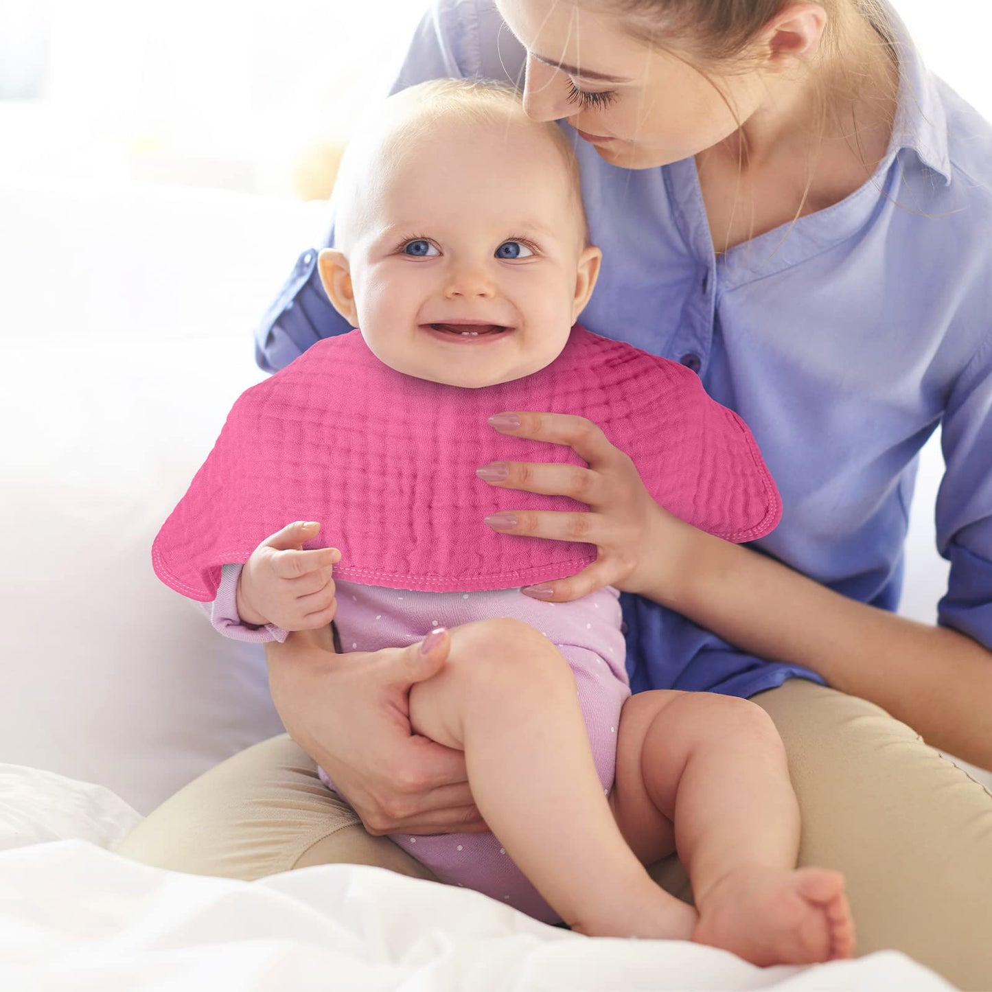 Remagr 8 Packs Muslin Burp Cloths 6 Layers Unisex Baby Items Absorbent Burp Rags Colorful Muslin Washcloths For Baby Plain Soft