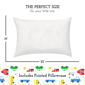 Youth Pillow With Pillowcase 16X22, Soft Jumbo Toddler Pillow, Kids Pillow & Hypoallergenic Pillow Case - Best Kids Pillows For
