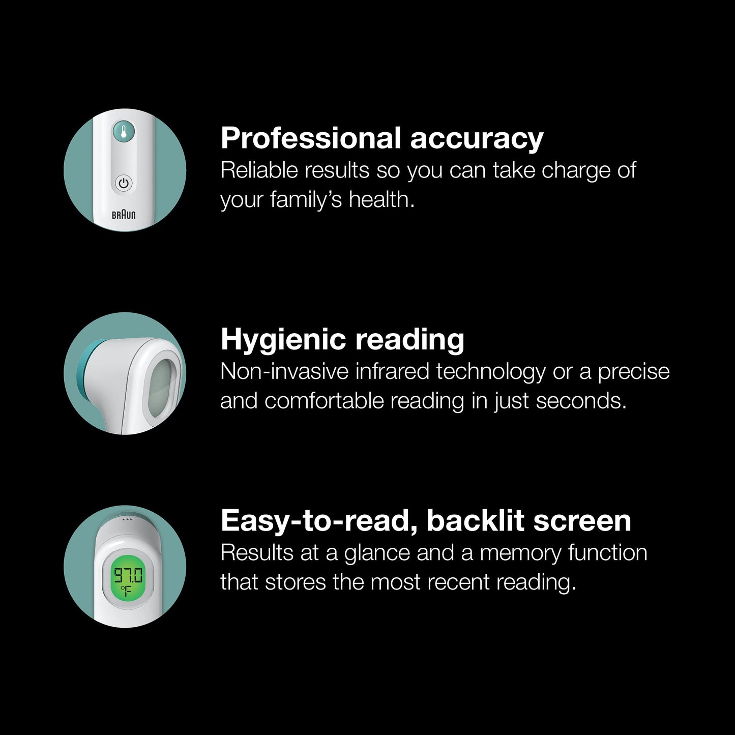 Braun Sensian Contact 5 Forehead Thermometer - Gentle Digital Thermometer With Professional Accuracy And Color Coded Temperature