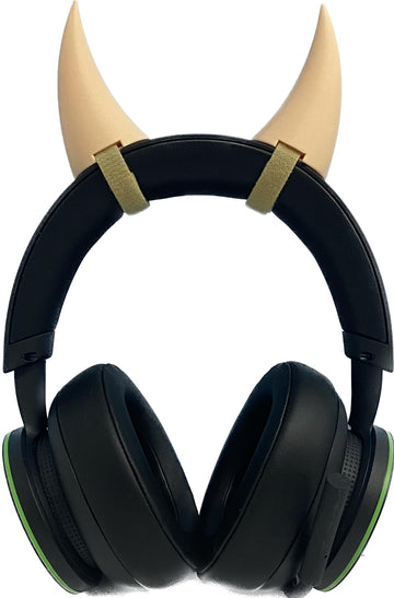2X Demon Horns For Headset/Cosplay - Made In Usa -16 Colors Combos (Beige)