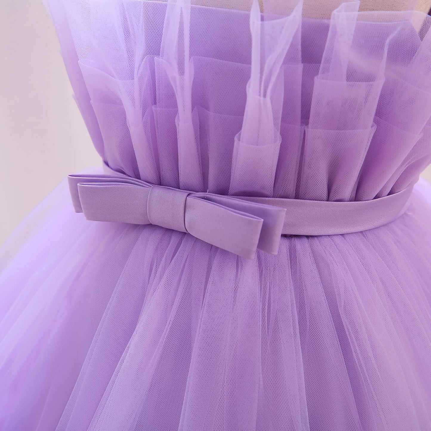 Flower Baby Girl Lace Dress Toddler Tulle Sleeveless Bow Princess Party Wedding Pageant Bridesmaid (Purple042.6-12 Months)