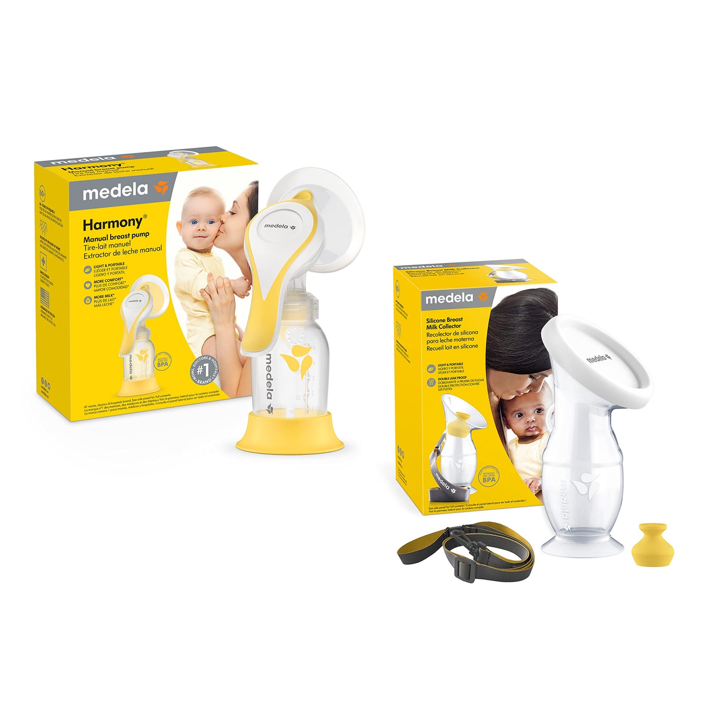 Medela Perfect Pair Bundle with Medela Harmony Manual Breast Pump & Silicone Breast Milk Collector, Lightweight and Discreet, Ma