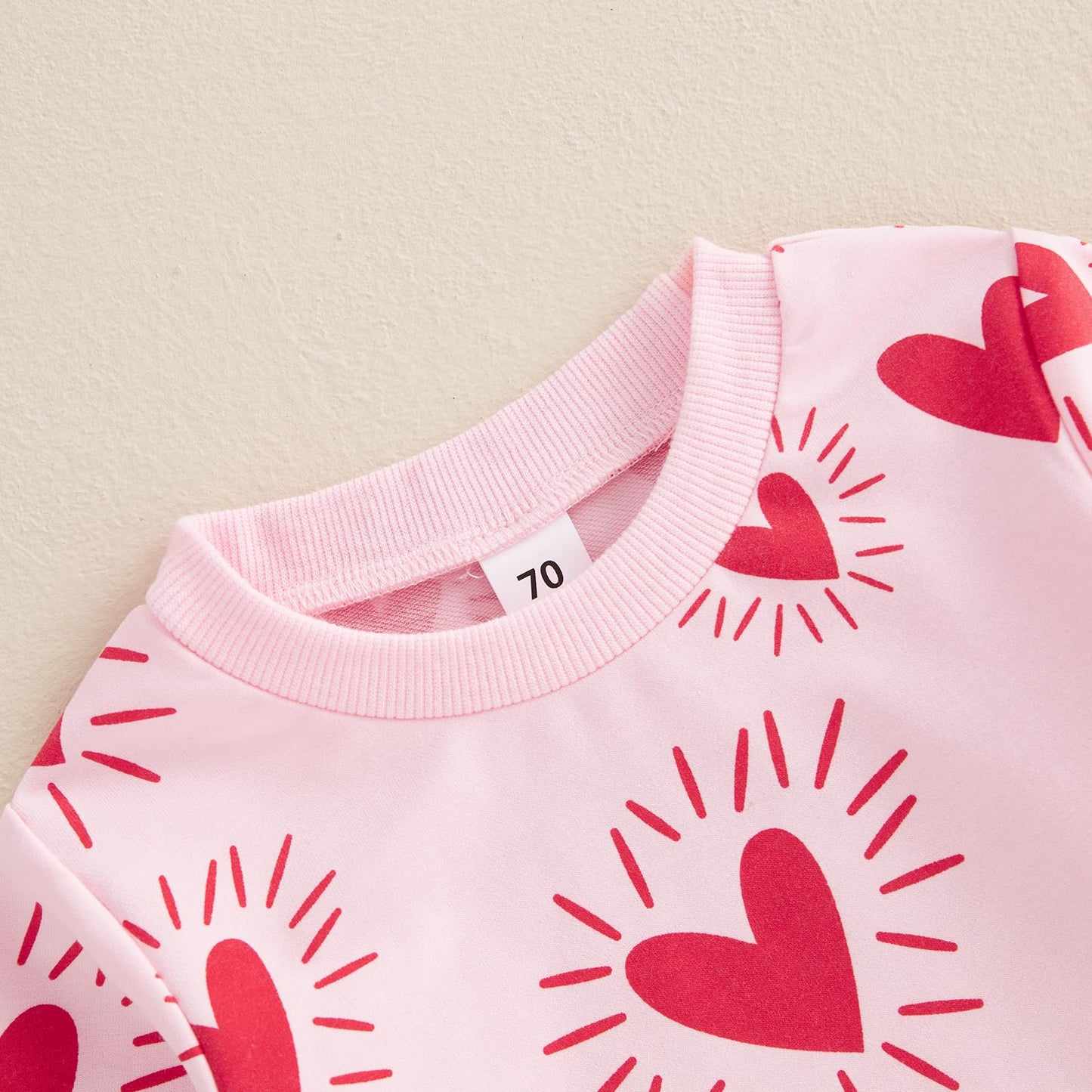 Ayalinggo Toddler Baby Girl Valentines Outfit Love Heart Shirt Long Sleeve Sweatshirt Casual Pants Valentines Day Clothes (Pink