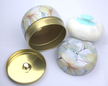 Topwon Powder Case With Powder Puff For Body Powder Container Dusting Powder Case For Baby&Mom (Gloden Flower)