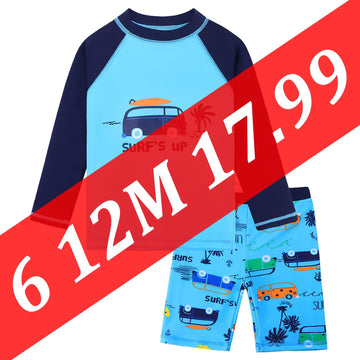 Huaaniue Baby Toddler Boy Swimsuit Rashguard Set Swimwear Upf 50+ Car 2-3 T