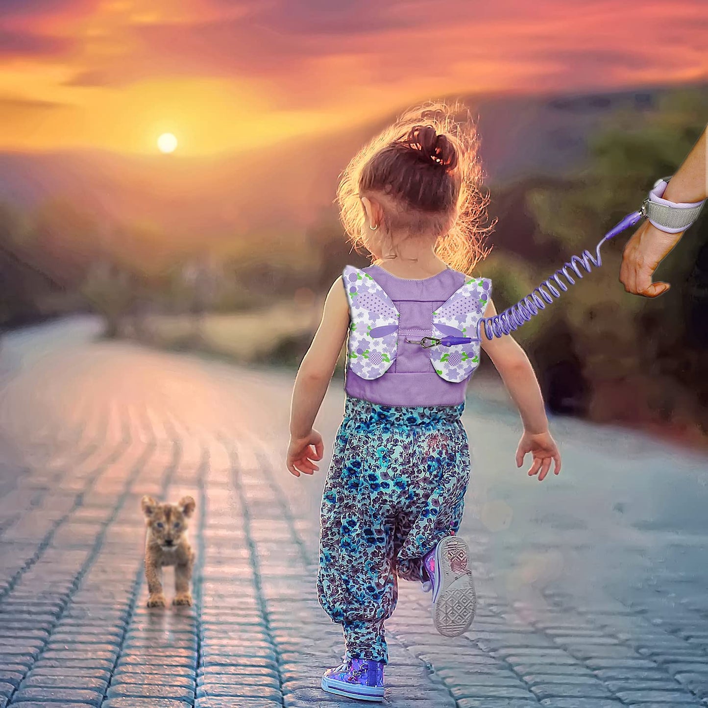 Toddlers Leash + Anti Lost Wrist Link Child Kids Safety Harness Kids Walking Wristband Assistant Strap Belt For Girl Pink Christ