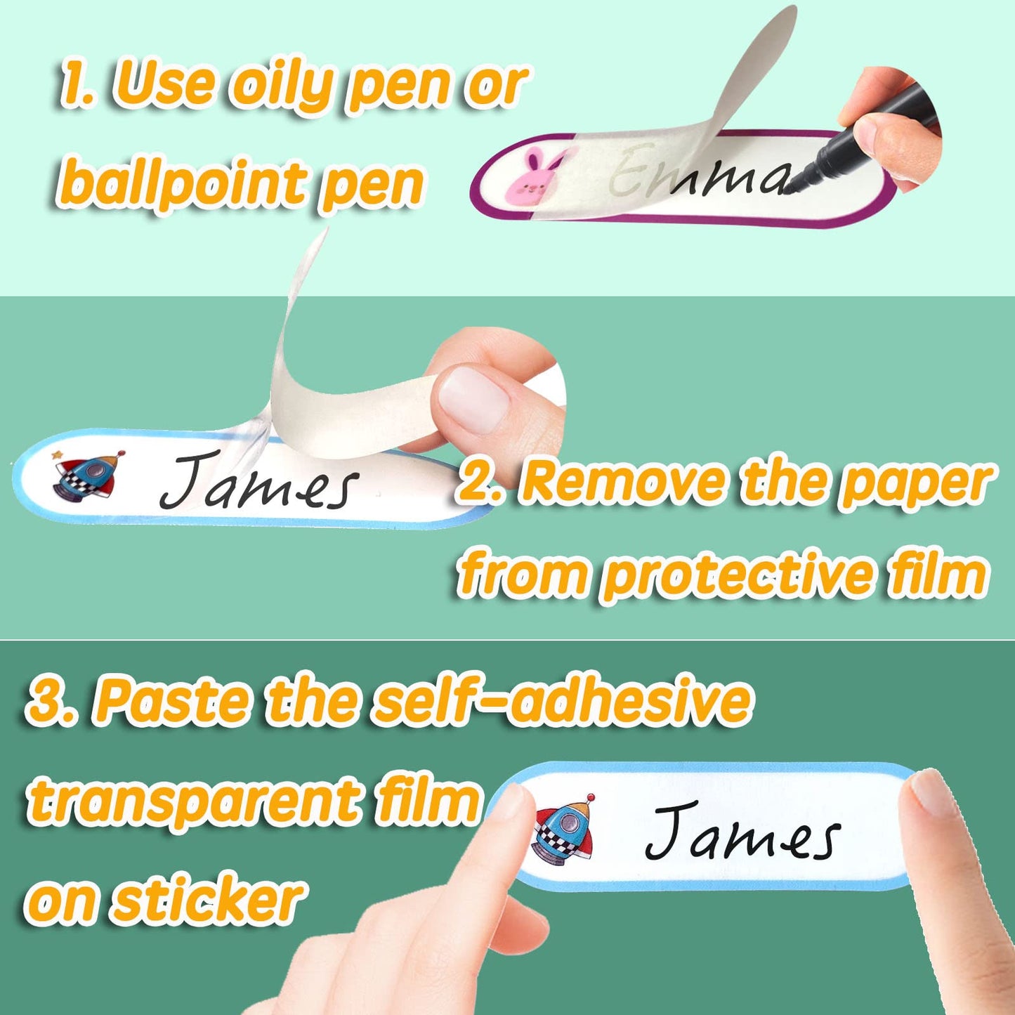 64Pcs Baby Bottle Labels For Daycare Waterproof Name Stickers For Kids Toddlers Nursery Daycare Essentials Self-Laminating Write