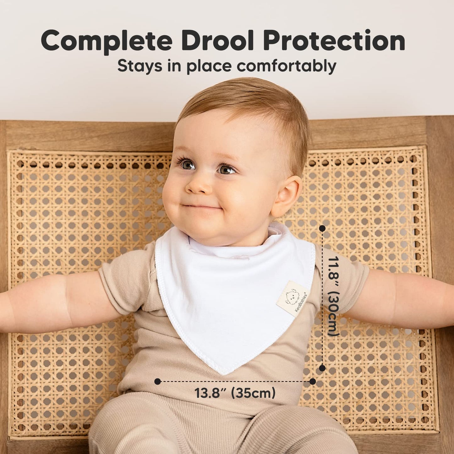 Keababies 8-Pack Organic Baby Bandana Drool Bibs - Stylish Unisex Bandana Bibs, Super Absorbent Bandana Drool Bibs, Gentle Teeth