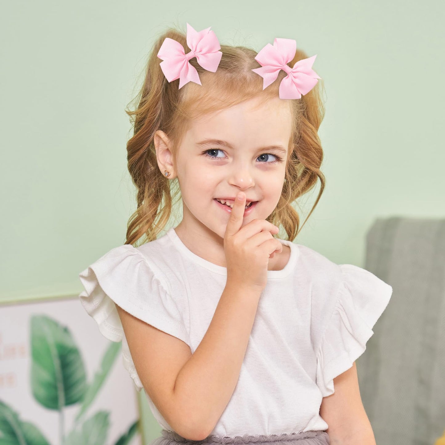 Choicbaby 3 Inches Hair Bows For Girls Pink Grosgrain Ribbon Pinwheel Hair Bows Clips Toddler Bows Hair Clips For Birthday Baby