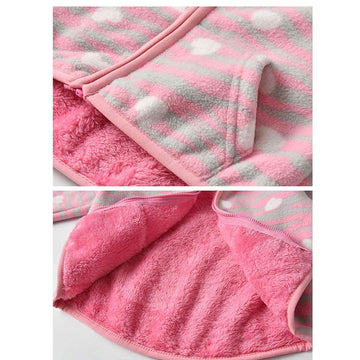 Feidoog Toddler Polar Fleece Jacket Hooded Baby Boys Girls Autumn Winter Long Sleeve Thick Warm Outerwear,Heart,2-3T