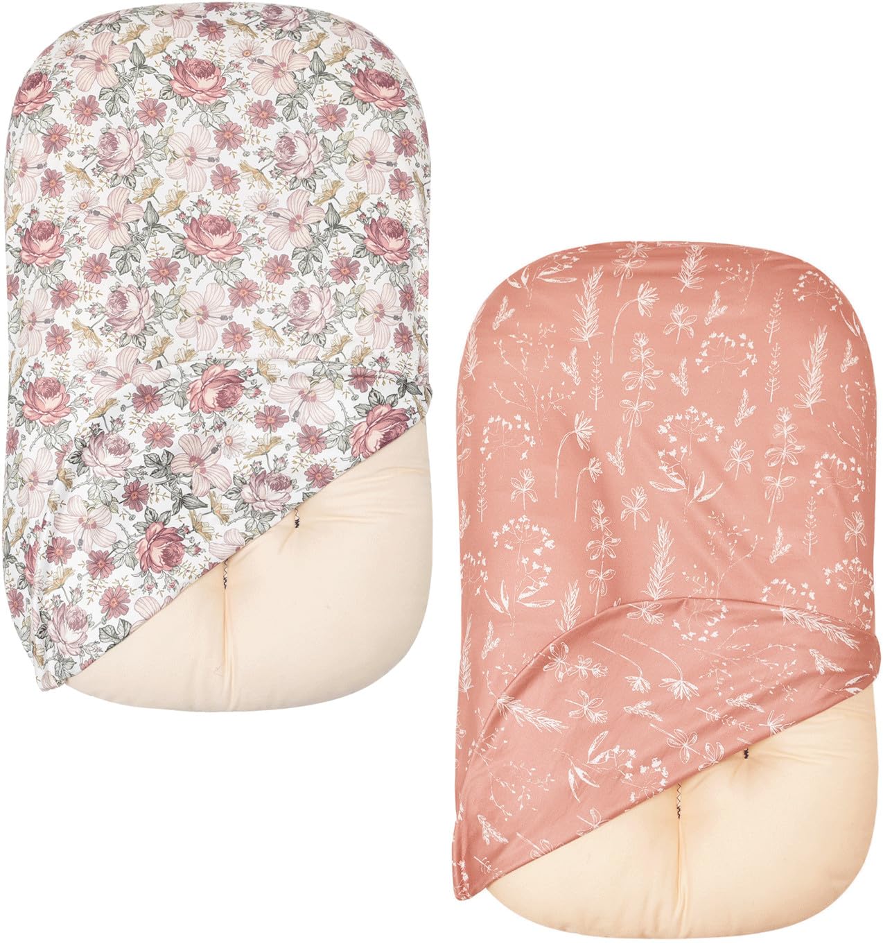 Little Jump 2 Pack Western Wild Flowers Baby Lounger Cover Soft Cotton Slipcover Fits Newborn Lounger for Baby Boys and Girls In