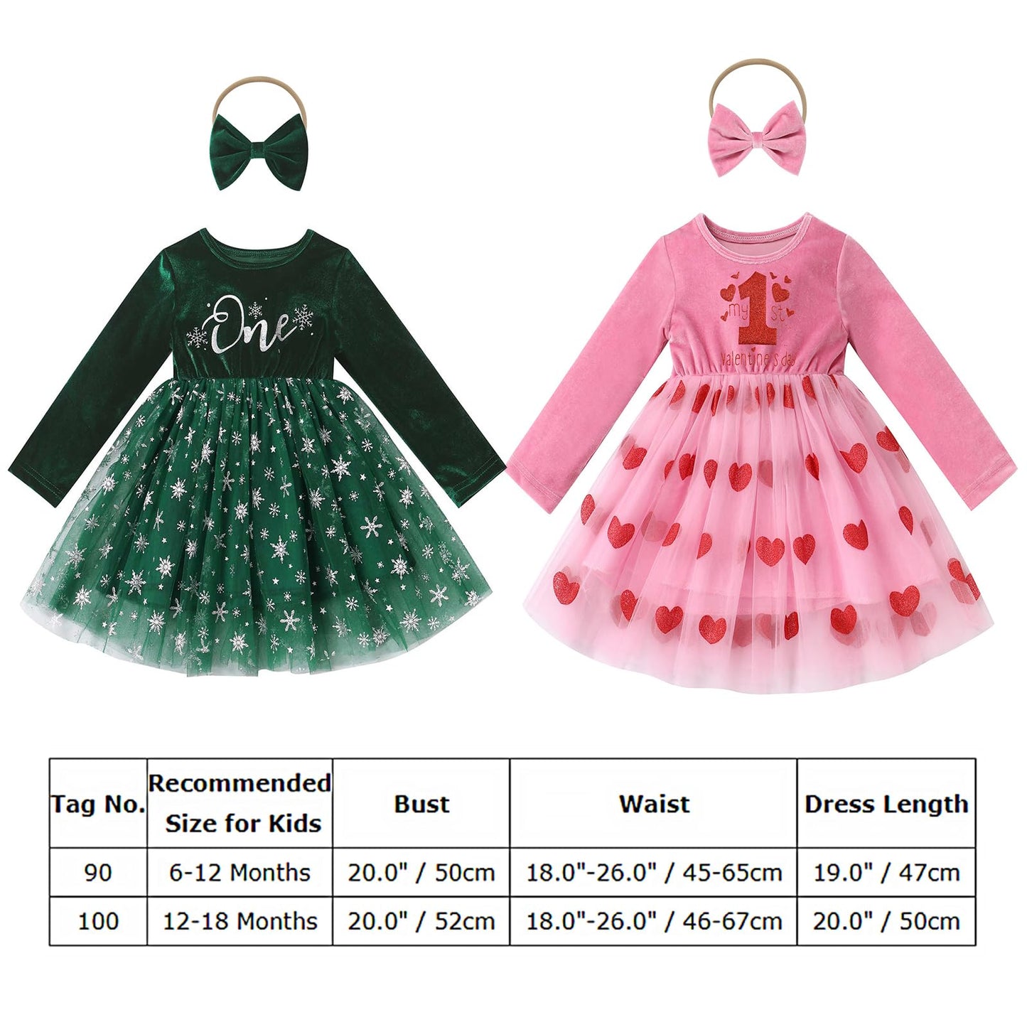 Imekis First Valentines Day Baby Girl Outfit: Toddler Valentines Day Dress Tulle Heart Velvet Long Sleeve Birthday Dress Smash C
