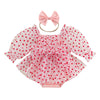 Amnnchya Baby Girl Valentines Day Outfit Heart Tulle Puff Sleeve Valentines Day Romper Dress Newborn Valentines Dresses (Pink, 3