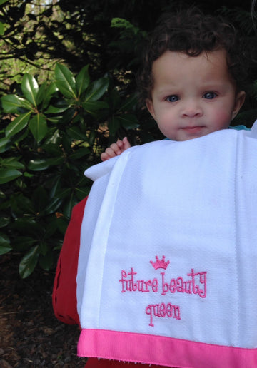 Mud Pie Lil Miss March Future Beauty Queen Baby Burp Bib Cloth Cotton Towel - Set Of 2