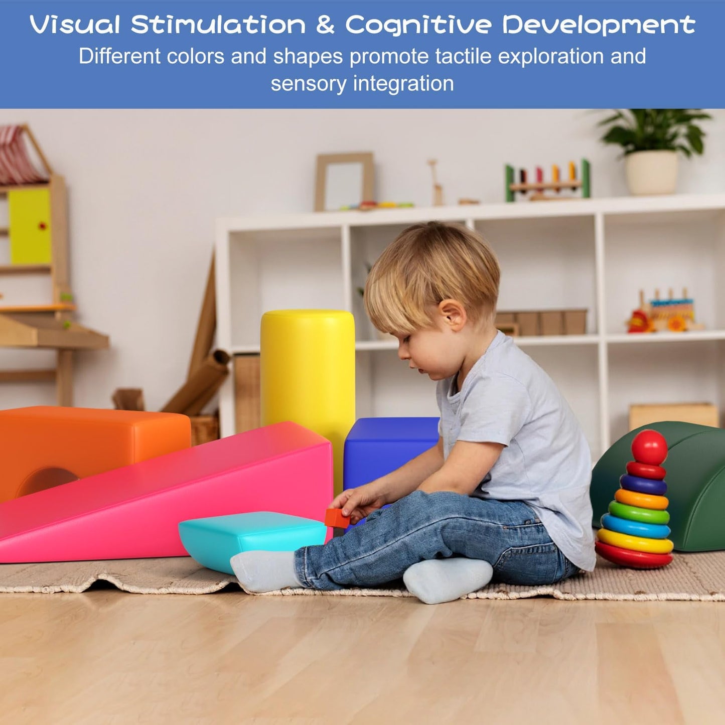 Cmfydaily 6 Piece Foam Climbing Blocks, Pu Leather Soft Play Large Baby Climbing Gym Indoor Climbing Toys For Toddlers 1-3 Insid