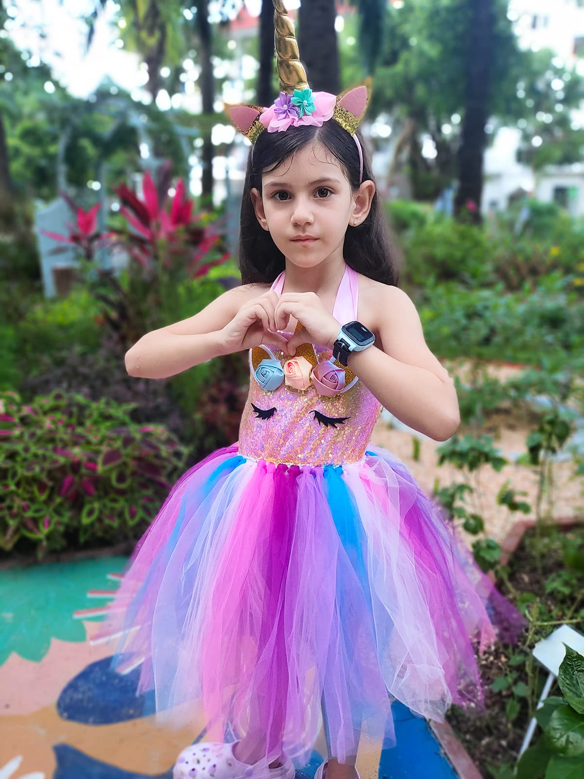 Kakalver Unicorn Costume For Girls Led Light Up Unicorn Dress For Halloween Dress Up Unicorn Birthday Decorations Gifts