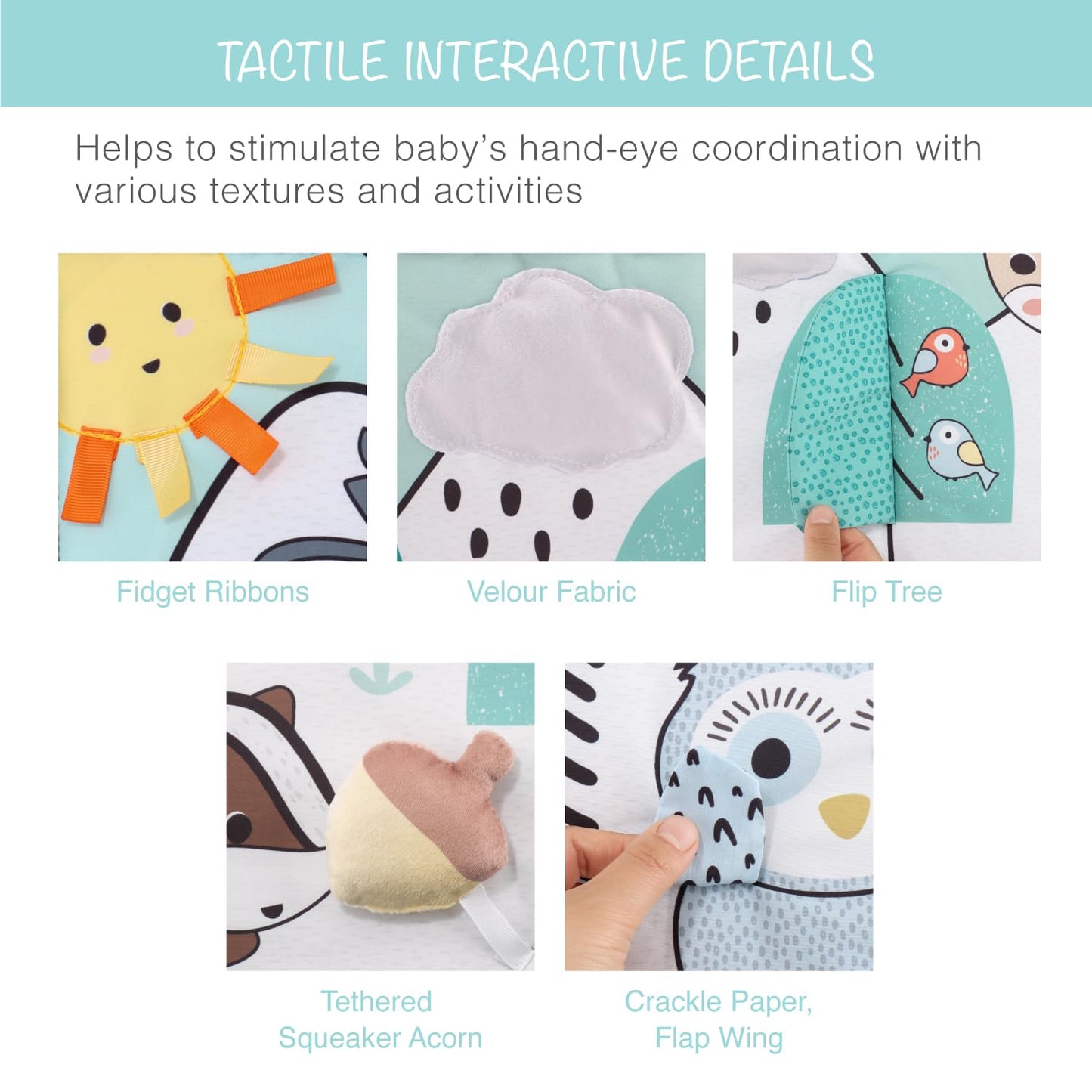 The Peanutshell 7 In 1 Baby Play Gym, Activity Center And Tummy Time Mat, Woodland Animals