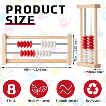 Saysurey 12 Pcs Mini 20-Bead Wooden Rekenrek Abacus, Abacus for Kids Math, Math Counters Manipulatives Counting Rack for Kids Ed