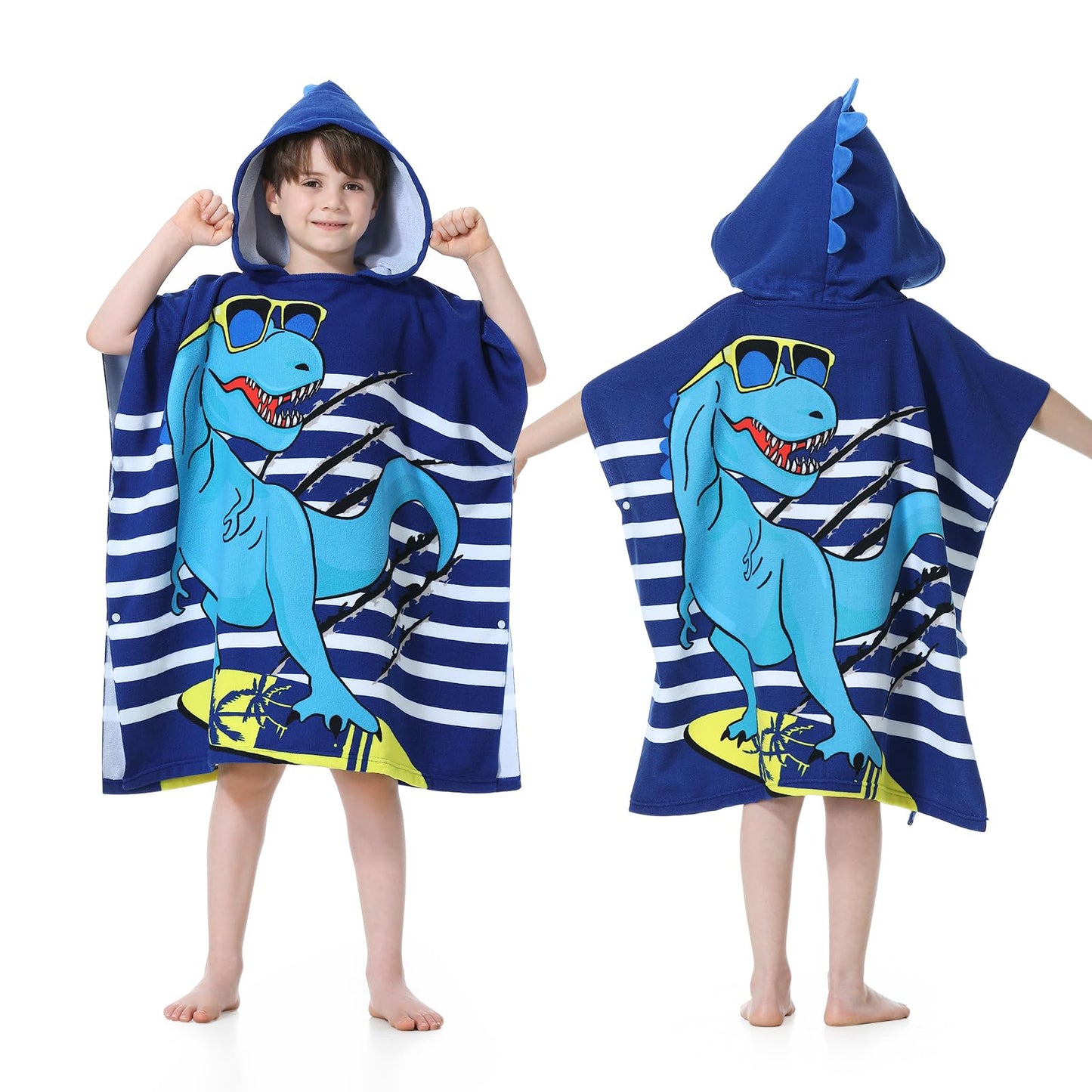 MOKANI Kids Hooded Poncho Towels, Soft & Absorbent Microfiber Beach Towel, Swimming Pool Changing Robe Bathrobe Bath Towel