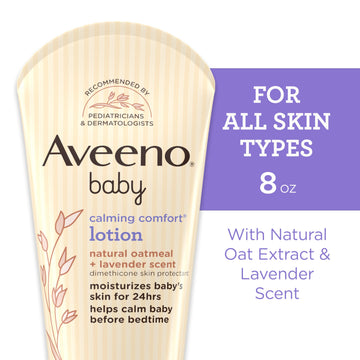 Aveeno Baby Calming Comfort Moisturizing Lotion With Relaxing Lavender & Vanilla Scents, Non-Greasy Body Lotion With Prebiotic O