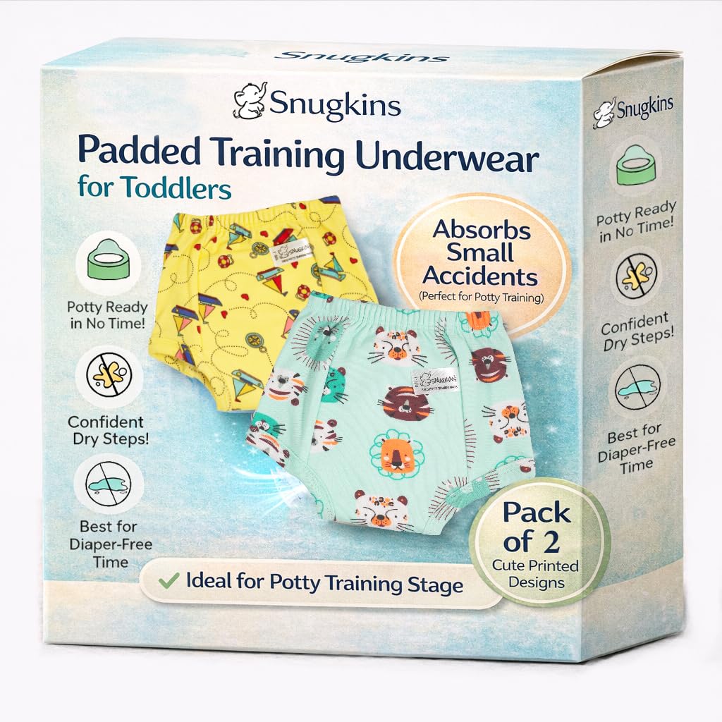 Snugkins Snug Potty Training PullUp Pants For Babies/Toddlers/Kids 100% Pure Cotton | Washable & Reusable (Size 3, 34 Years) P