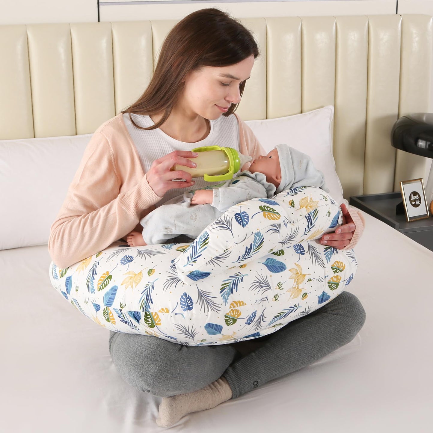 Battop Nursing Pillow For Breastfeeding,More Support For Mom And Baby,Feeding Pillow With Removable Cover And Adjustable Waist S