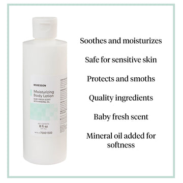Mckesson Moisturizing Body, Hand And Body Moisturizer, Baby Fresh Scent With Mineral Oil, 8 Oz, 1 Count