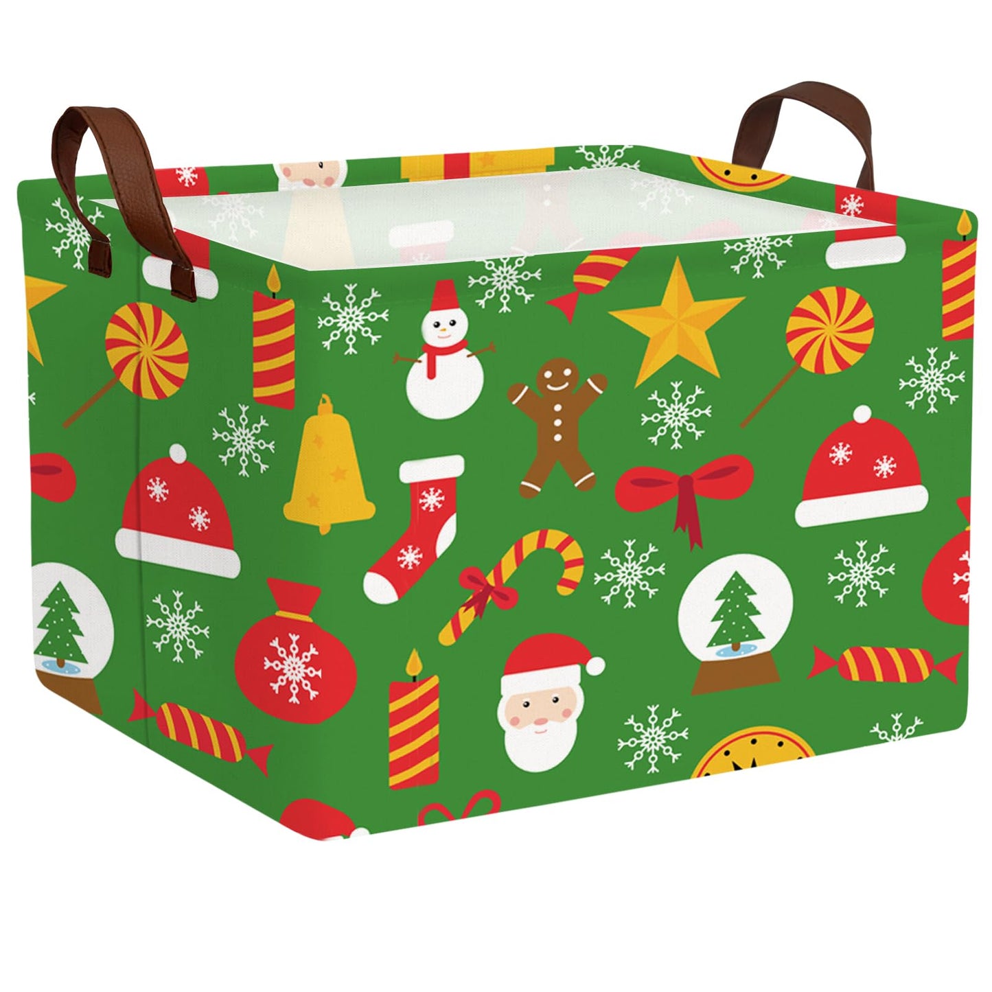 ASKETAM Empty Large Christmas Basket for Gifts Women Collapsible Storage Bin Kids Toy Box Holiday D cor (Snowflake Green)