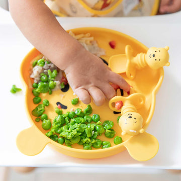 Bumkins Disney Toddler And Baby Suction Plate, Silicone Grip Dish, Baby Led Weaning, Kids Feeding Supplies, Non Skid Sticky Bott