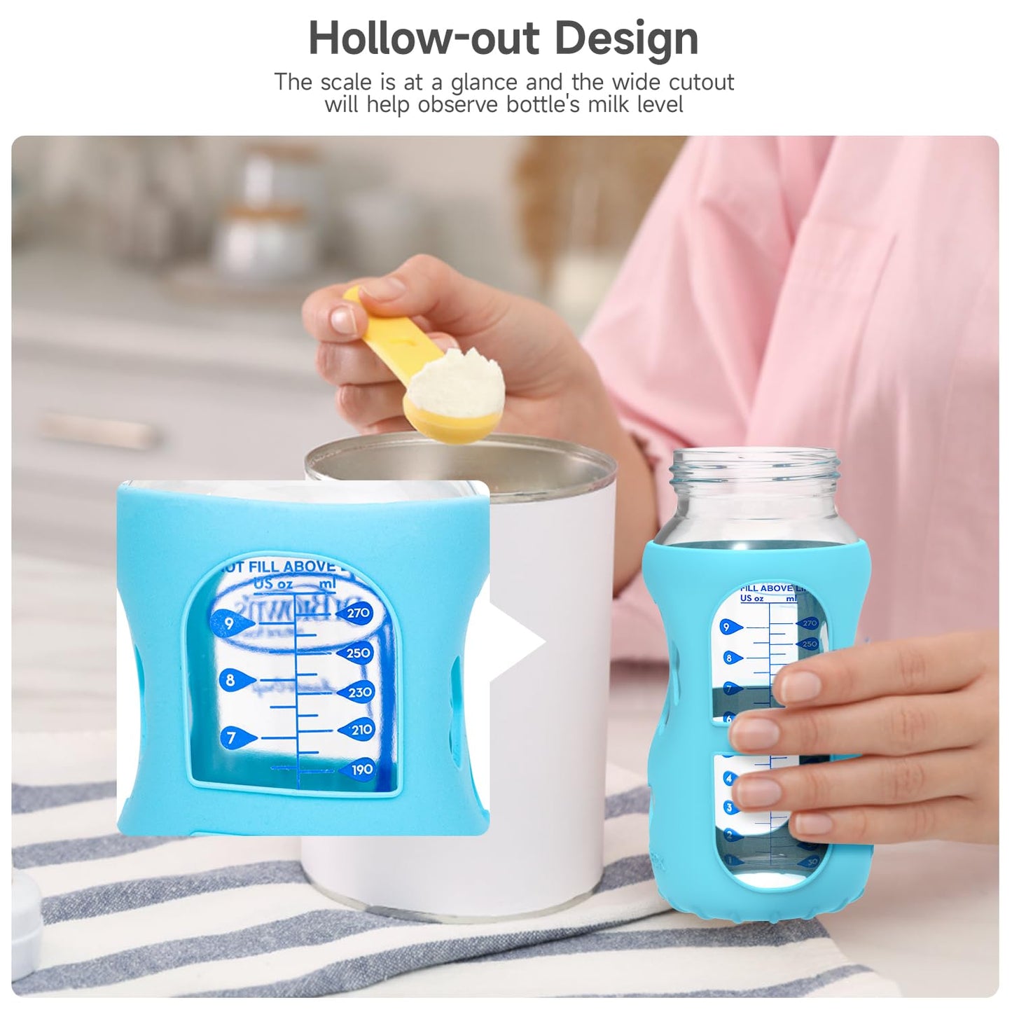 Morlike 4 Pack Silicone Sleeves Fit For 9 Oz/270 Ml Dr. Brown'S Wide Neck Glass Baby Bottle, 100% Silicone Covers Protect Baby G