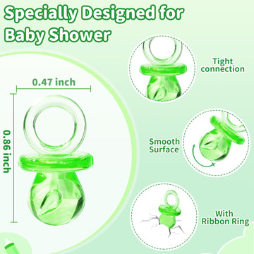 200 Pieces 0.86 Inch Baby Pacifier Baby Shower Plastic Pacifier For Baby Shower Pacifier, Baby Shower Gender Show Party Decorati