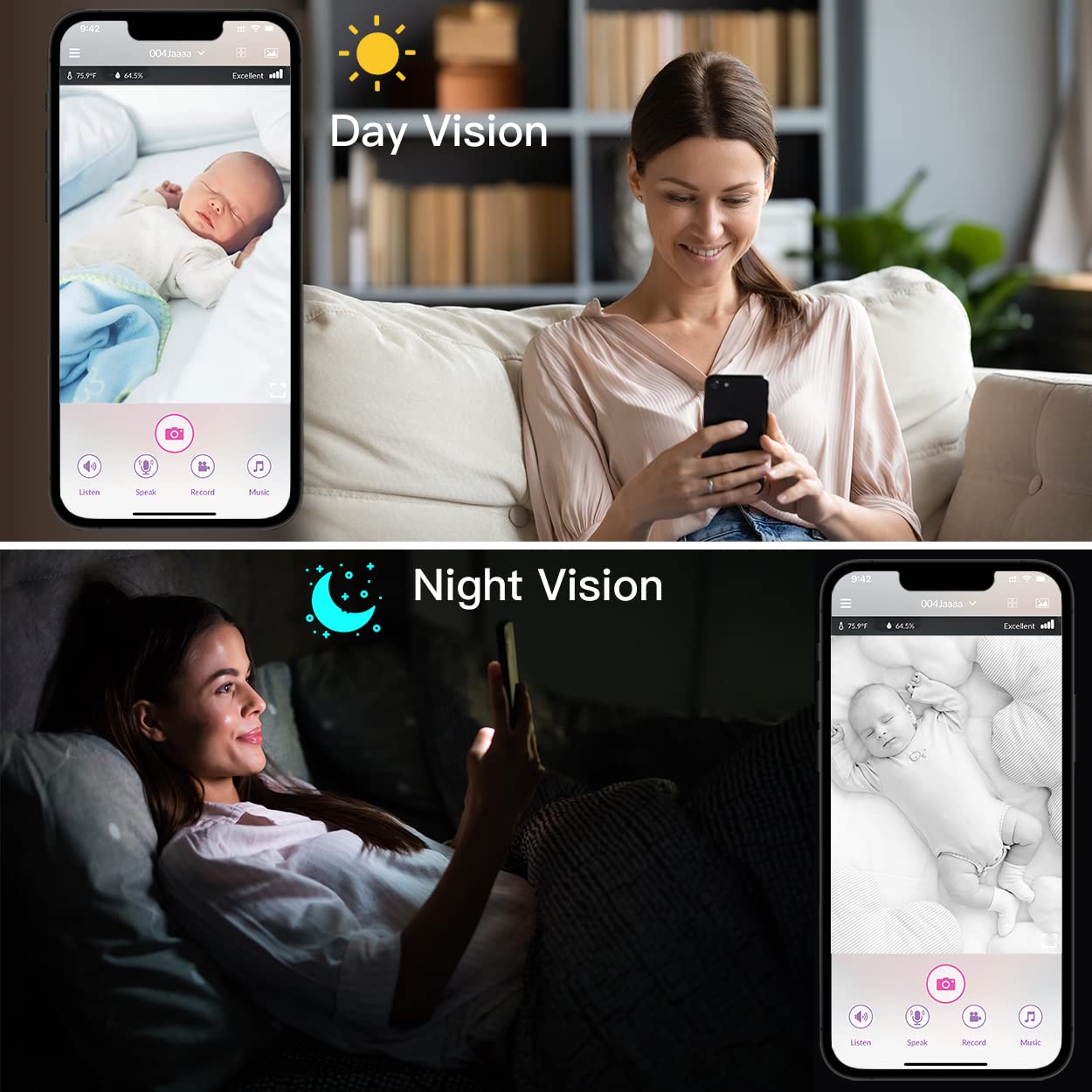 Ibaby M2C Wifi Baby Monitor Camera With Fhd Audio 1080P With Night Vision Wall Mount Kit Included 2021 Updated Video Audio Quali