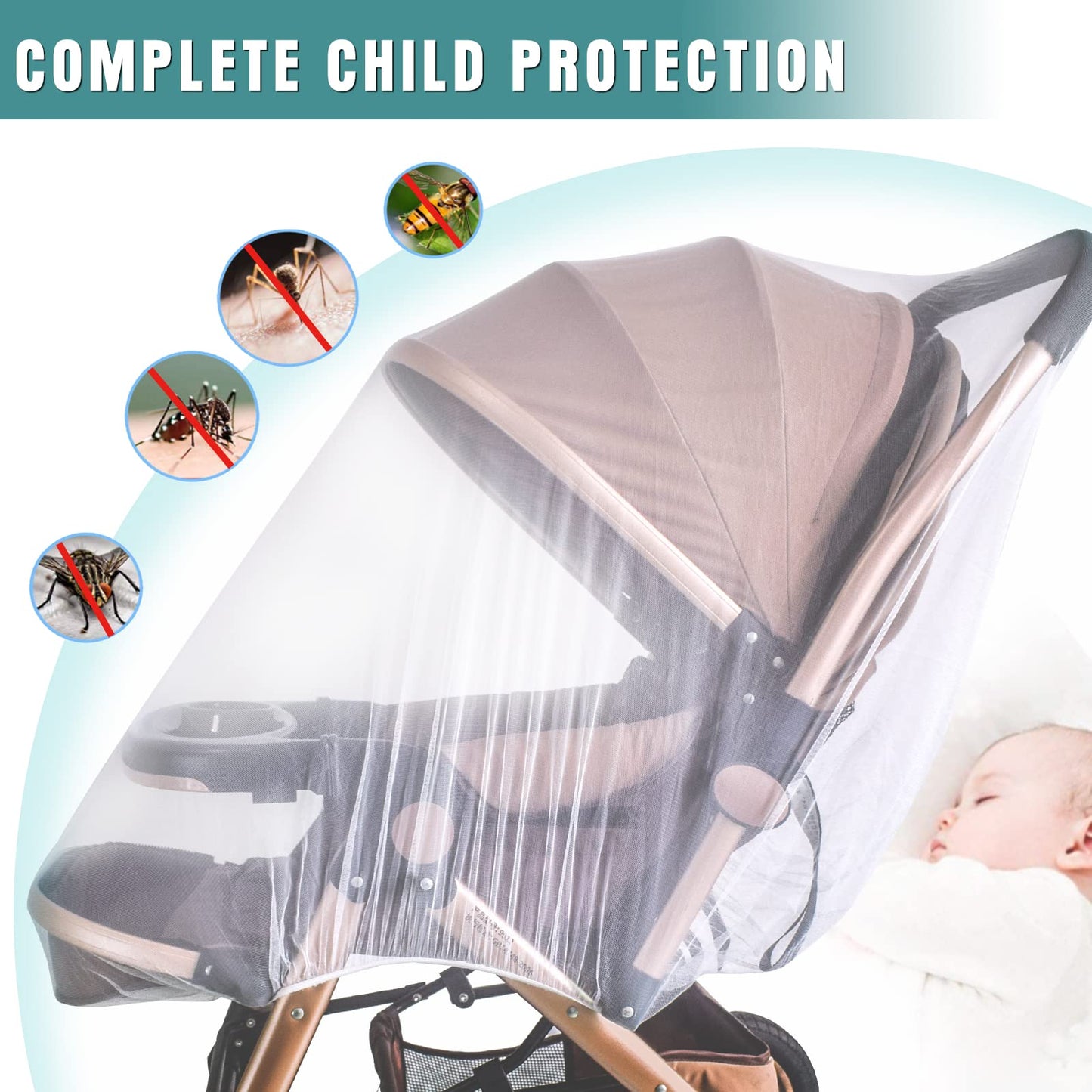 Stroller Mosquito Net,Infant Stroller And Bassinets, Infant Carrier,Breathable With Elastic Netting For Easy Fitting, Portable D