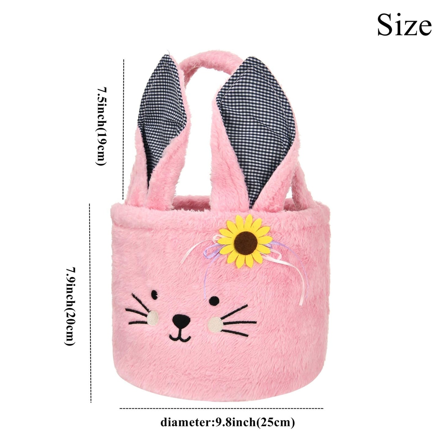 Easter Basket Plush Easter Bunny Tote Bags Cute Rabbit Design Personalized Easter Bucket For Kids Carrying Gift And Eggs (Plush-