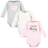 Hudson Baby Unisex Baby Cotton Long-Sleeve Bodysuits, Girl Mommy, 0-3 Months