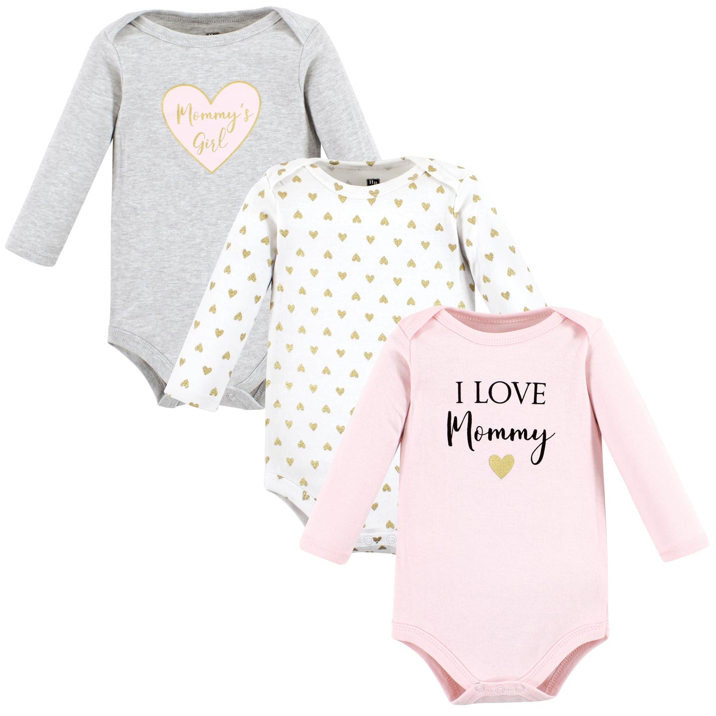 Hudson Baby Unisex Baby Cotton Long-Sleeve Bodysuits, Girl Mommy, 0-3 Months