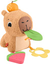 Fisher-Price Baby Sensory Toy Snuggly Snacky Capybara Plush with Newborn Teether & Rattle Activities for Infants Ages 3+ Months