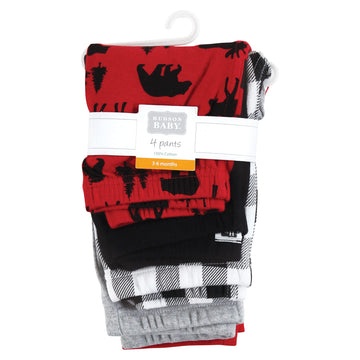 Hudson Baby Unisex Baby Cotton Pants And Leggings, Red Moose Bear, 3-6 Months