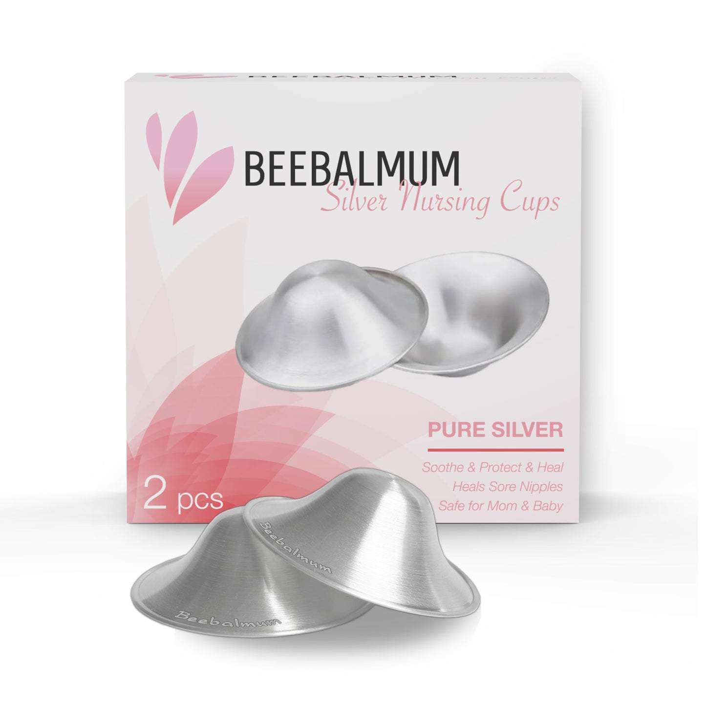 BeebalMum - The Original Silver Nursing Cups, Nipple Shields for Breastfeeding Newborns, Protect & Soothe Nursing Nipples, 925 S