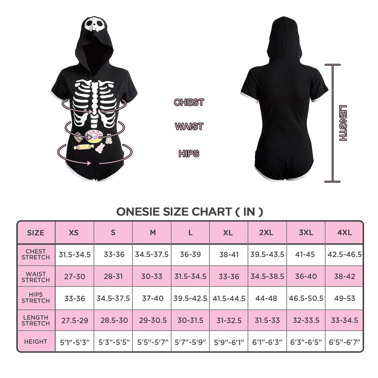 Littleforbig Cotton Romper Onesie Pajamas Bodysuit - Sweet Reaper Night-Glow Halloween Xs