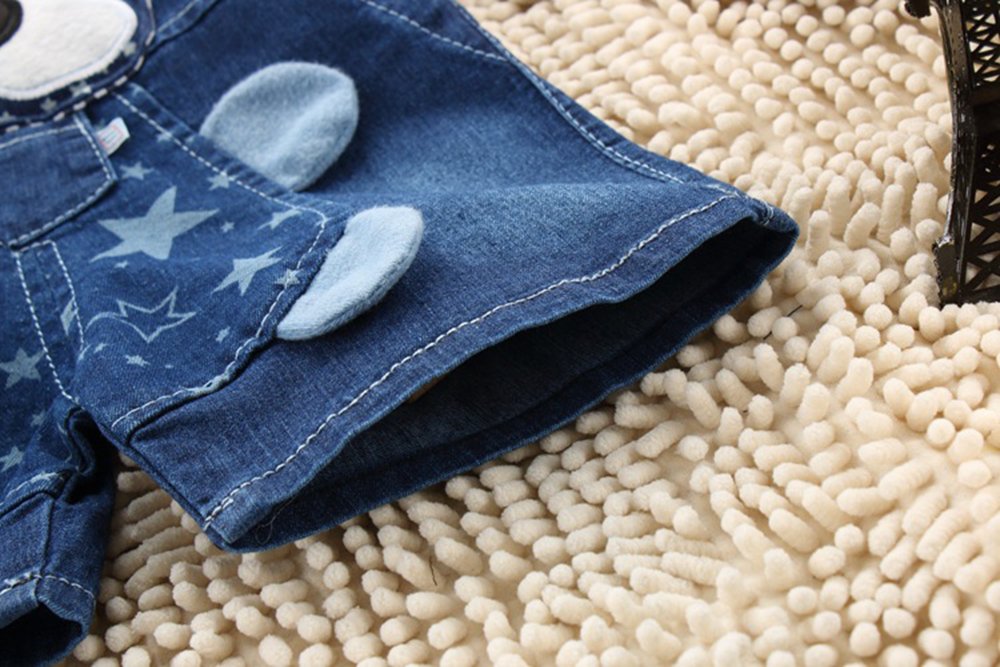 Kidscool Space Baby Summer Cotton Denim 3D Cartoon Star Dog Soft Short Overalls,Blue,2-3 Years