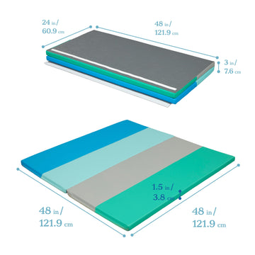Ecr4Kids Softzone 4-Section Rainbow Runway Activity Mat, Folding Playmat, Contemporary