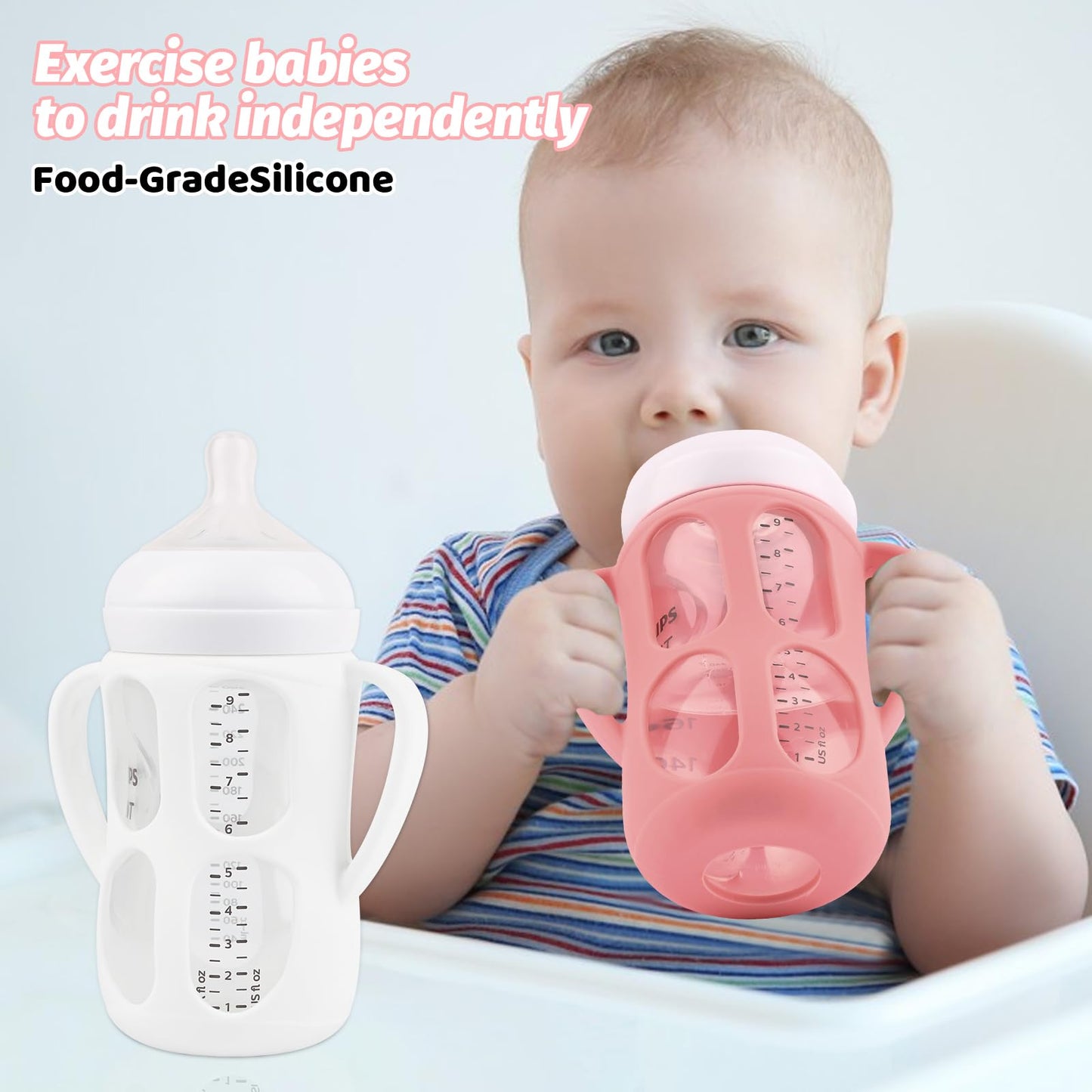 3 Pack Baby Bottle Handles For Philips Avent Natural Baby Bottles, Baby Bottle Holder With Easy Grip Handles (Pink+Purple+White)