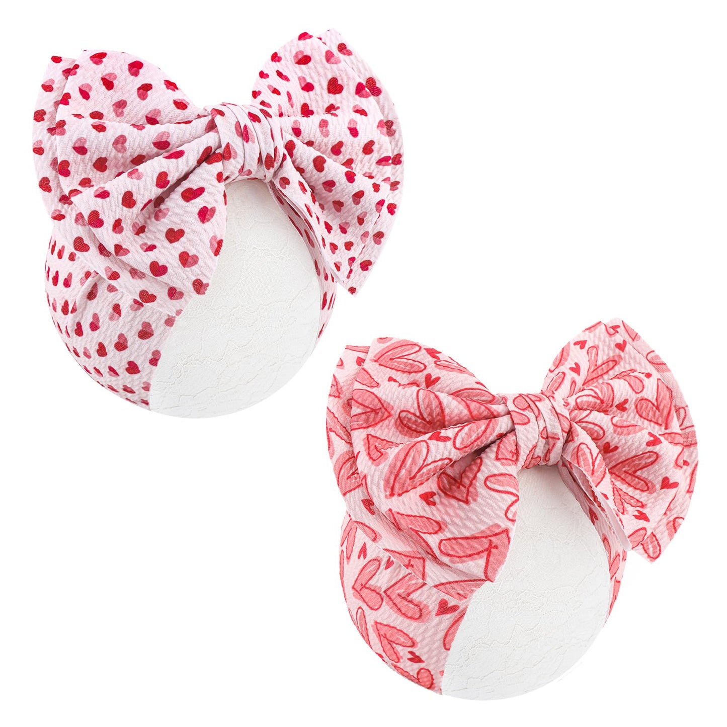 YanJie Baby Bows for Girls Baby Headband Red Nylon Handmade Newborn Heart Headbands Infant Hair Bows Light Pink Hair Accessories