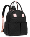 Loradi Medium Diaper Bag Backpack With Storller Clips, Water-Resistant Cute Diaper Tote With Anti-Theft Pocket, Black