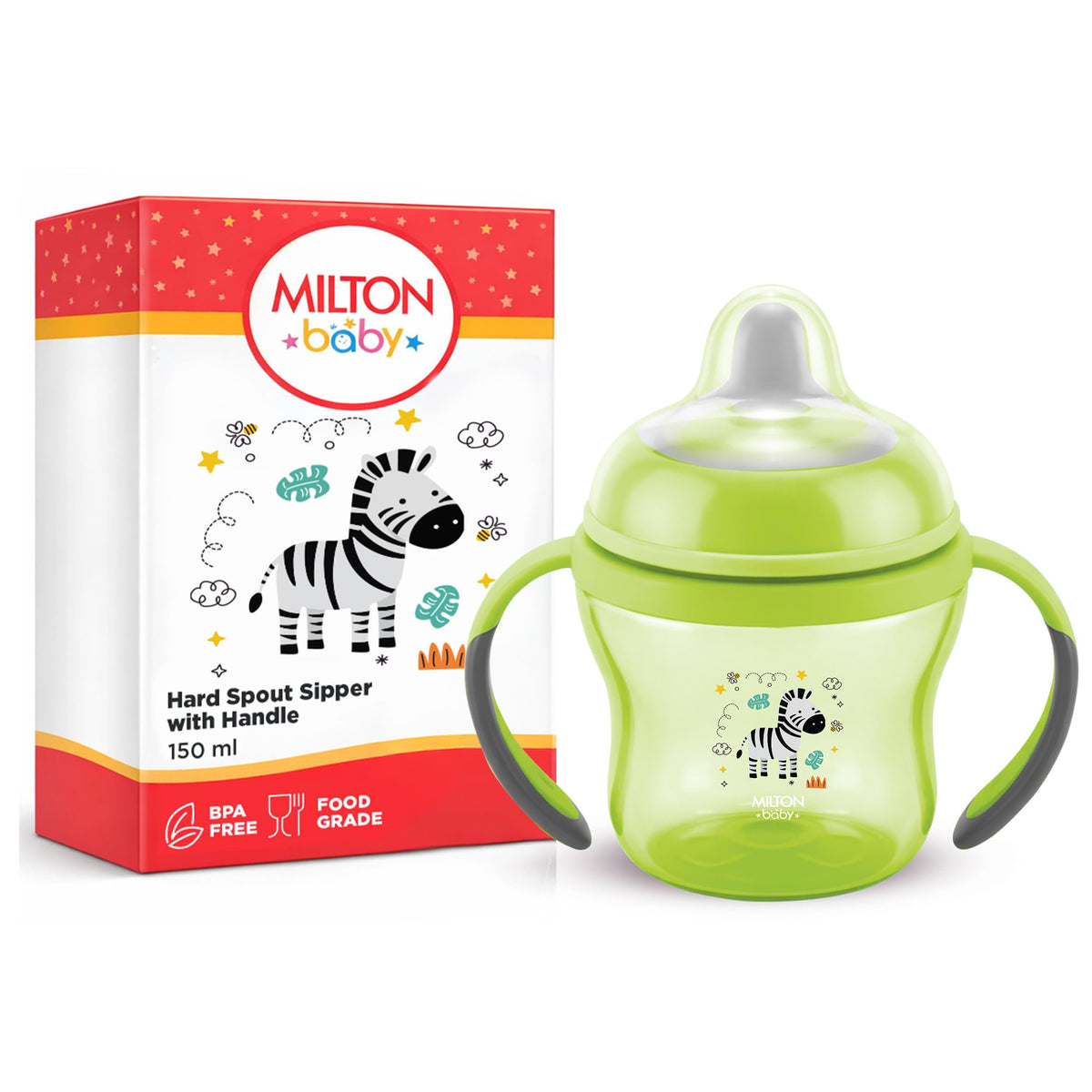 Milton Baby Hard Spout Bottle | NoSpill Design | Kid Controlled Flow | BPAFree, FoodGrade | Removable Handles | Sterilizer Sa