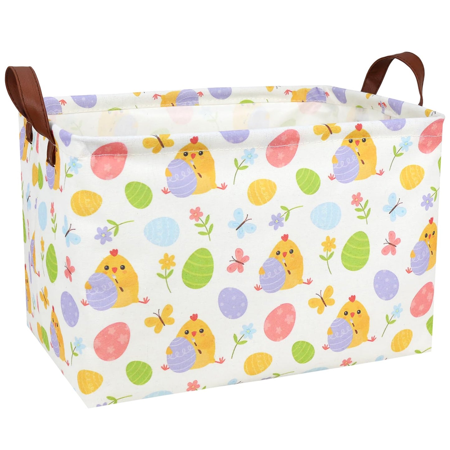 ASKETAM Cute Chicken Easter Basket for Kid Large Empty Rectangular Easter Gift Storage Basket Bunny Eggs D?or (Chicken Butterfly