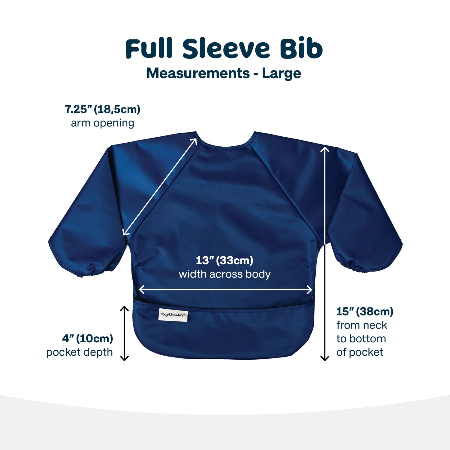 Tiny Twinkle Mess Proof Baby Bib, 2 Pack Long Sleeve Bib Outfit, Waterproof Bibs For Toddlers, Machine Washable, Tug Proof (Grey