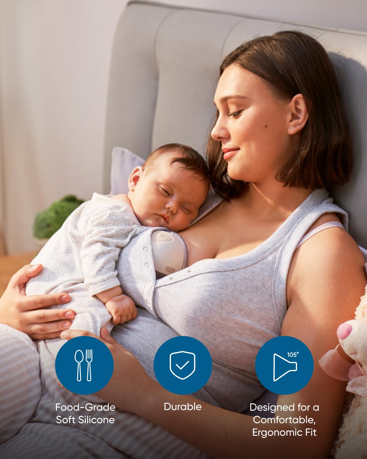 Eufy Original 24Mm Flange (2-Pack), Replacement Accessories For Wearable Breast Pump E10, Food-Grade Soft Silicone, Durable, Com