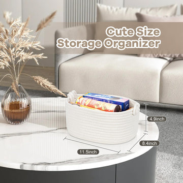 Small Rope Basket For Organizing, Gifting - Decorative Basket For Gifts Empty - Cute Woven Gift Basket - Dog Cat Toy Box - Toy O